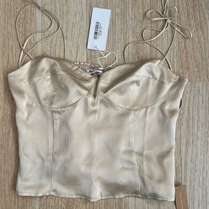 NWT! Reformation Tory Silk Top (US 6) in Ivory